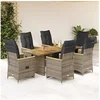 Image de 7-delige Bistroset met kussens poly rattan grijs3276973