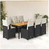 Image de Ensemble de bistro de jardin 9 pcs coussins noir poly rotin 3276982