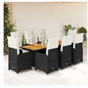 Image de Ensemble de bistro de jardin 9 pcs coussins noir poly rotin 3276985