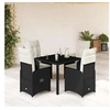 Image de Salon de jardin resine tressee 5 pieces noir 90 x 90 x 75 cm