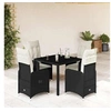 Image de Salon de jardin noir 5 pieces resine tressee 90 x 90 x 75 cm
