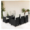 Image de Ensemble de bistro de jardin 7 pcs coussins noir poly rotin 3276996