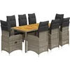 Image de Ensemble de bistro de jardin 9 pcs coussins gris poly rotin
