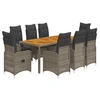 Image de Ensemble de bistro de jardin 9 pièces coussins gris poly rotin
