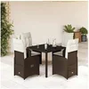 Image de Ensemble de bistro de jardin 5 pcs coussins marron poly rotin 3277064