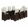 Image de Ensemble de bistro de jardin 9 pcs coussins marron poly rotin 3277073