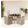 Image de Ensemble de bistro de jardin 5 pcs coussins beige poly rotin 3277096
