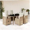 Image de Ensemble de bistro de jardin 7 pcs coussins beige poly rotin 3277100