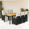 Image de Salon de jardin GENERIQUE - Lot de 7 pièces - 1 table 6 chaises - Résine tressée noir