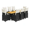 Image de Ensemble de bistro de jardin 9 pcs coussins noir poly rotin 3277134