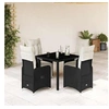 Image de Ensemble de bistro de jardin 5 pcs coussins noir poly rotin 3277136