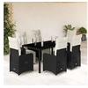 Image de Salon de jardin 7 pieces resine tressee noir 150 x 90 x 75 cm