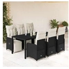 Image de Ensemble de bistro de jardin 7 pcs coussins noir poly rotin 3277139