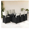 Image de Salon de jardin resine tressee noir 9 pieces 190 x 80 x 75 cm