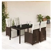 Image de Ensemble de bistro de jardin 5 pcs coussins marron poly rotin 3277189