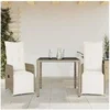 Image de Ensemble de bistro de jardin 3 pcs coussins marron poly rotin 3277209