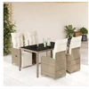 Image de Ensemble de bistro de jardin 5 pcs coussins marron poly rotin 3277211