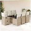 Image de Salon de jardin 9 pieces marron resine tressee 190 x 80 x 75 cm