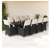 Image de Ensemble de bistro de jardin 11 pcs coussins noir poly rotin, ensemble de bistro de jardin, ensemble de balcon, ensemble de meubles d'extérieur