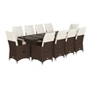 Image de Ensemble de bistro de jardin 11 pièces coussins marron poly rotin