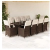 Image de Ensemble de bistro de jardin 11 pcs coussins marron poly rotin, ensemble de bistro de jardin, ensemble de balcon, 3277245