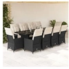 Image de Ensemble de bistro de jardin 11 pcs coussins noir poly rotin, ensemble de bistro de jardin, ensemble de balcon, ensemble de meubles d'extérieur