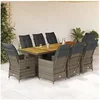 Image de 9-delige Bistroset met kussens poly rattan grijs3277259