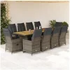 Image de 11-delige Bistroset met kussens poly rattan grijs3277260
