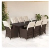 Image de Ensemble de bistro de jardin 9 pcs coussins marron poly rotin, ensemble de bistro de jardin, ensemble de balcon, 3277263