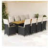 Image de 11-delige Bistroset met kussens poly rattan zwart3277268
