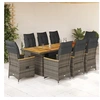Image de 9-delige Bistroset met kussens poly rattan grijs3277269