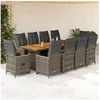 Image de 11-delige Bistroset met kussens poly rattan grijs3277270