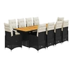 Image de Ensemble de bistro de jardin 11 pièces coussins noir poly rotin 3277272