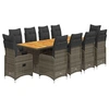 Image de Ensemble de bistro de jardin 11 pièces coussins gris poly rotin 3277279