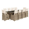Image de Ensemble de bistro de jardin 11 pièces coussins beige poly rotin 3277288