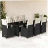 Image de Salon de jardin GENERIQUE resine tressee 9 pieces noir 240 x 90 x 75 cm 6 personnes