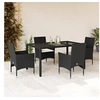 Image de 5-delige Tuinset met kussens poly rattan en glas zwart3278539