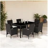 Image de 7-delige Tuinset met kussens poly rattan en acaciahout zwart3278540