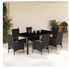Image de Ensemble à manger de jardin et coussins 7 pcs noir rotin acacia 3278541