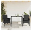 Image de Ensemble à manger de jardin et coussins 3 pcs noir rotin verre 3278543