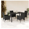 Image de 5-delige Tuinset met kussens poly rattan en glas zwart3278545