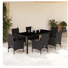Image de Ensemble à manger de jardin et coussins 7 pcs noir rotin acacia 3278547