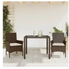 Image de Ensemble à manger de jardin et coussins 3pcs marron rotin verre 3278549