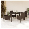 Image de Ensemble à manger de jardin et coussins 5pcs marron rotin verre 3278551