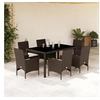Image de Ensemble à manger de jardin et coussins 7pcs marron rotin verre, ensemble de salle à manger d'extérieur, meuble de 3278552