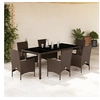 Image de 7-delige Tuinset met kussens poly rattan en glas bruin3278553