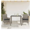 Image de Ensemble à manger de jardin et coussins 3 pcs gris rotin verre, ensemble de salle à manger d'extérieur, meuble de 3278555
