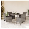 Image de Ensemble à manger de jardin et coussins 5 pcs gris rotin verre, ensemble de salle à manger d'extérieur, meuble de 3278556