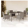 Image de Ensemble à manger de jardin et coussins 5 pcs gris rotin verre, ensemble de salle à manger d'extérieur, meuble de 3278557