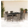 Image de Ensemble à manger de jardin et coussins 7 pcs gris rotin verre, ensemble de salle à manger d'extérieur, meuble de 3278558